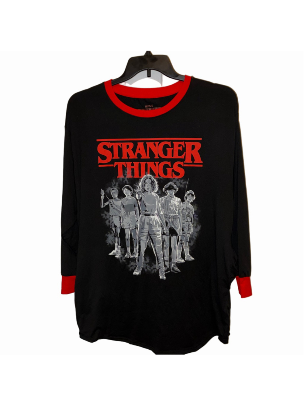 Girls Stranger Things Pajama Night Shirt Black Red Size Small Medium